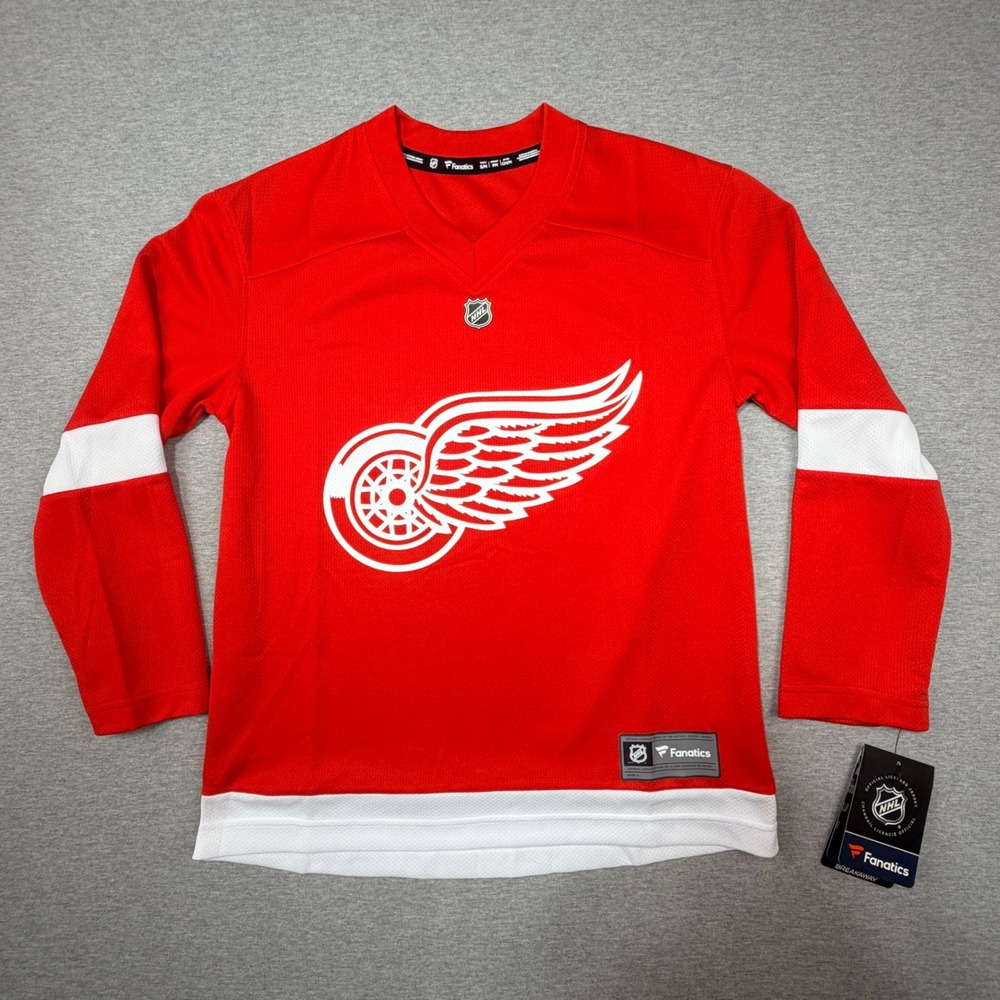 NWT Detroit Red Wings Fanatics Breakaway NHL Jersey Youth S/M Red White Logo